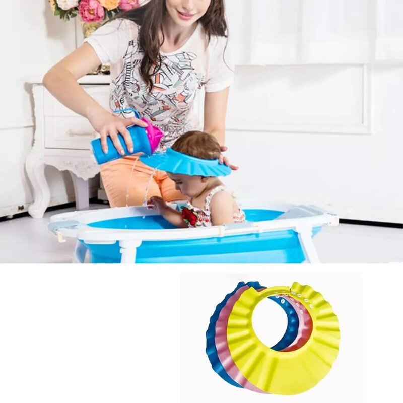 Gorro de ducha de baño seguro para bebés y niños, champú, protector de ojos a prueba de salpicaduras, Escudo de lavado de cabello para bebés