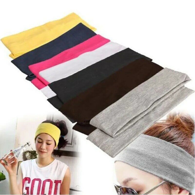 Women’s Sport Hairband Solid Color Strong Absorbs Sweat Workout Headband Wild Fashion Stretchy Yoga Hairband