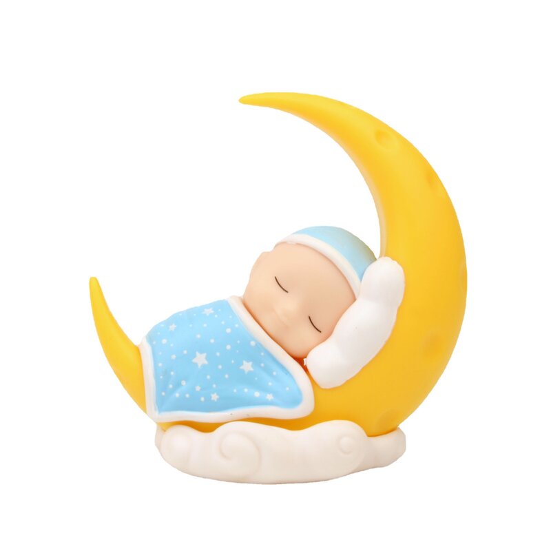 Decoração do bolo diy dormir bebê lua plug-in decorações de festa de aniversário das crianças bonecas micro-view ornamentos