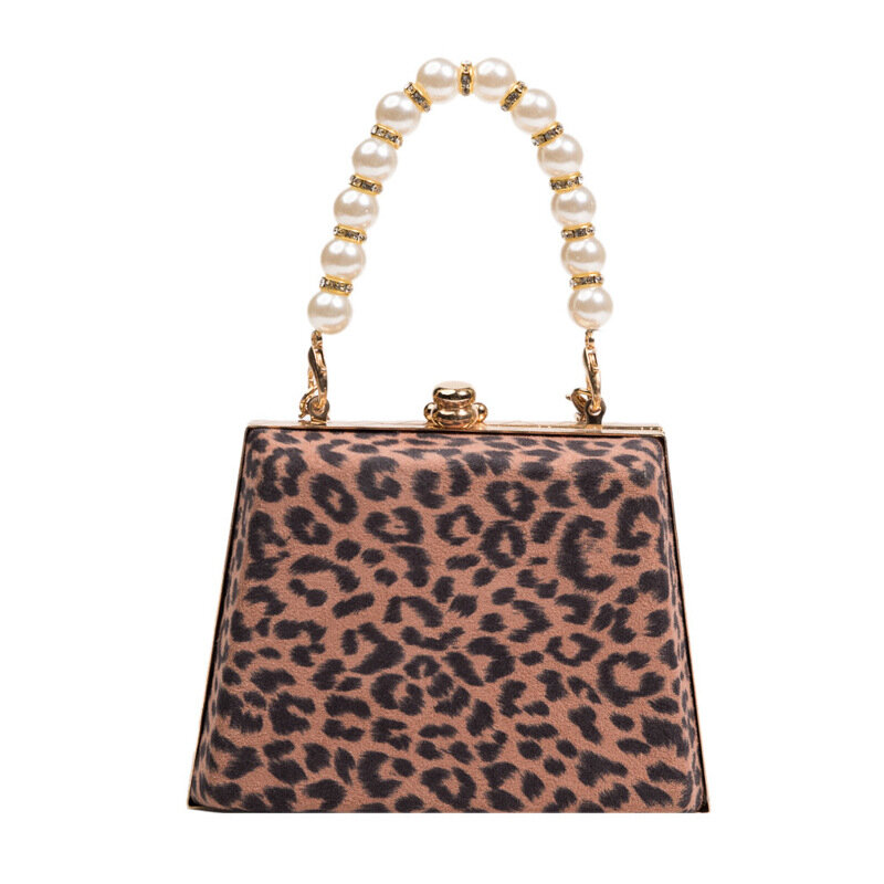 Neue Leopard druck kleine box paket perle griff box handtasche mini schulter tasche Frauen umhängetasche flut paket