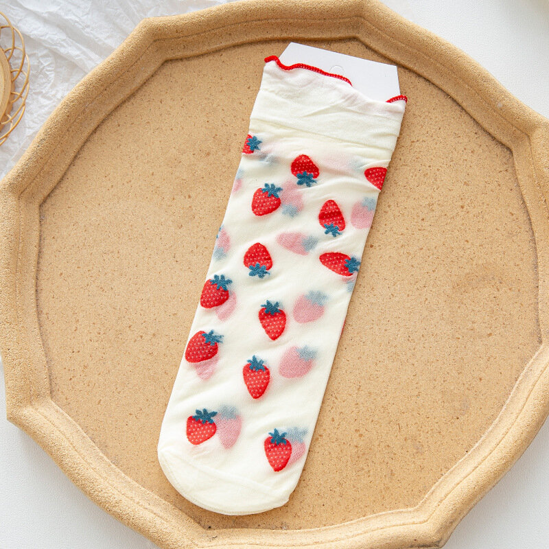 Calcetines de tubo para mujer, medias finas de encaje de Lolita japonesa, ligeras y transpirables, para primavera y verano