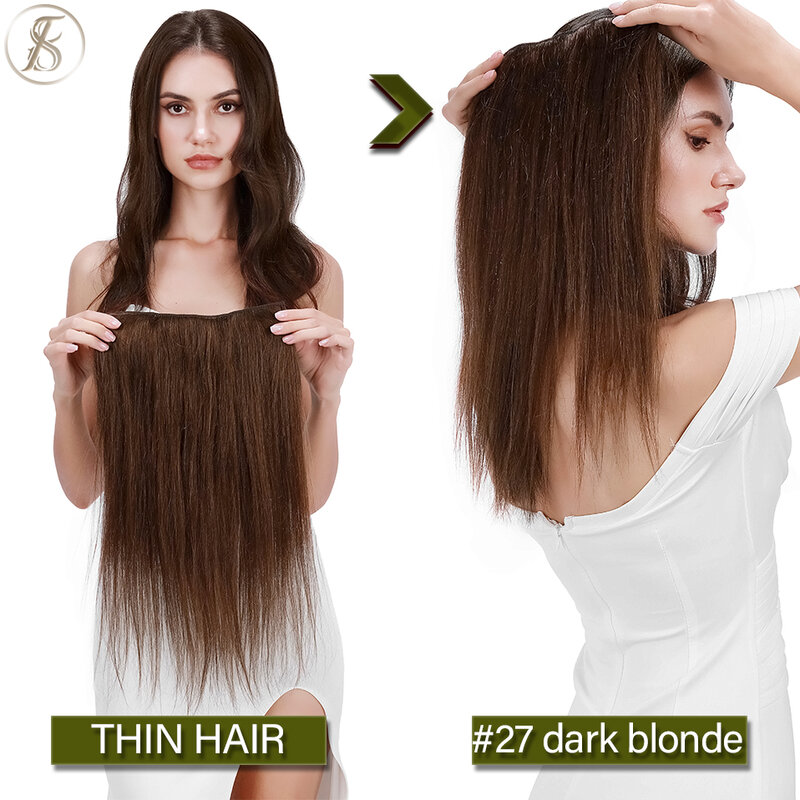 TESS Clip In doczepy z ludzkich włosów 100% Natural Extension spinka do włosów 3/4 na całą głowę Hairpiece 40-60g 10 "-24" klip w naturalne włosy