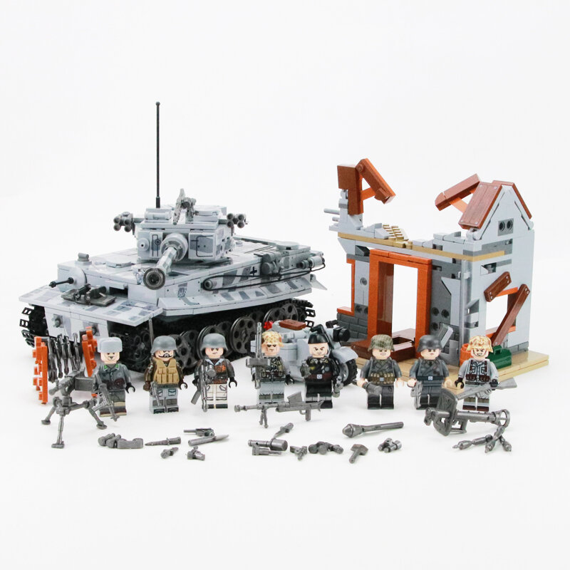 WW2 tanque de bloques de construcción Tigre militar alemán Legoing militar WW2 tanque soldado arma ejército ladrillos juguetes para niños regalo