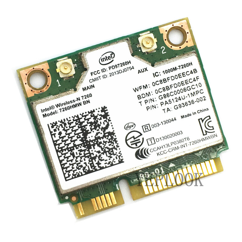Intel Original WiFi Card ไร้สาย-N 7260 7260BN 7260HMW BN 300Mbps บลูทูธ4.0ครึ่ง Mini PCIE วงเดียว2.4GHz 802.11n 2x2