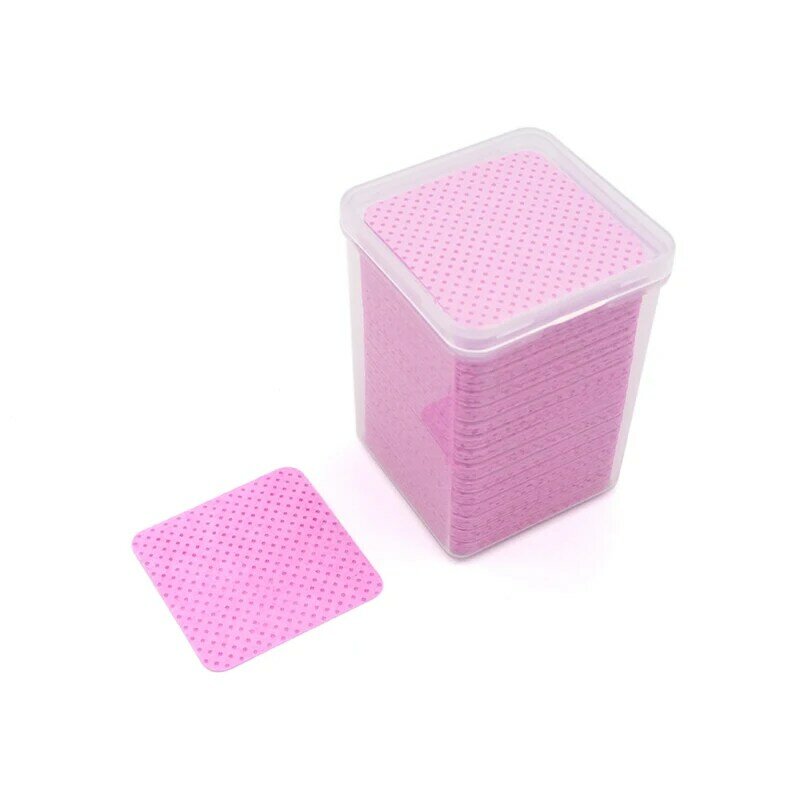 200PCS/box Eyelash Glue Remover Wipe Cleaner Lint-Free Cotton Pad Glue Bottle Mouth Cleaning Paper Wipes with Box