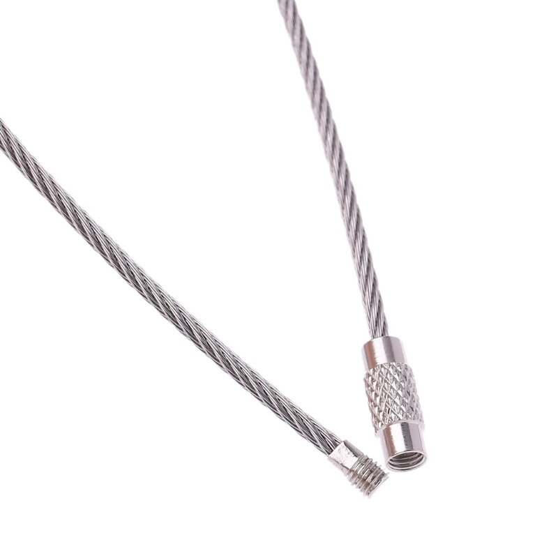 Chaveiro de aço inoxidável com fio, anel para chaves, corrente para etiqueta de bagagem ao ar livre, corda u2jb