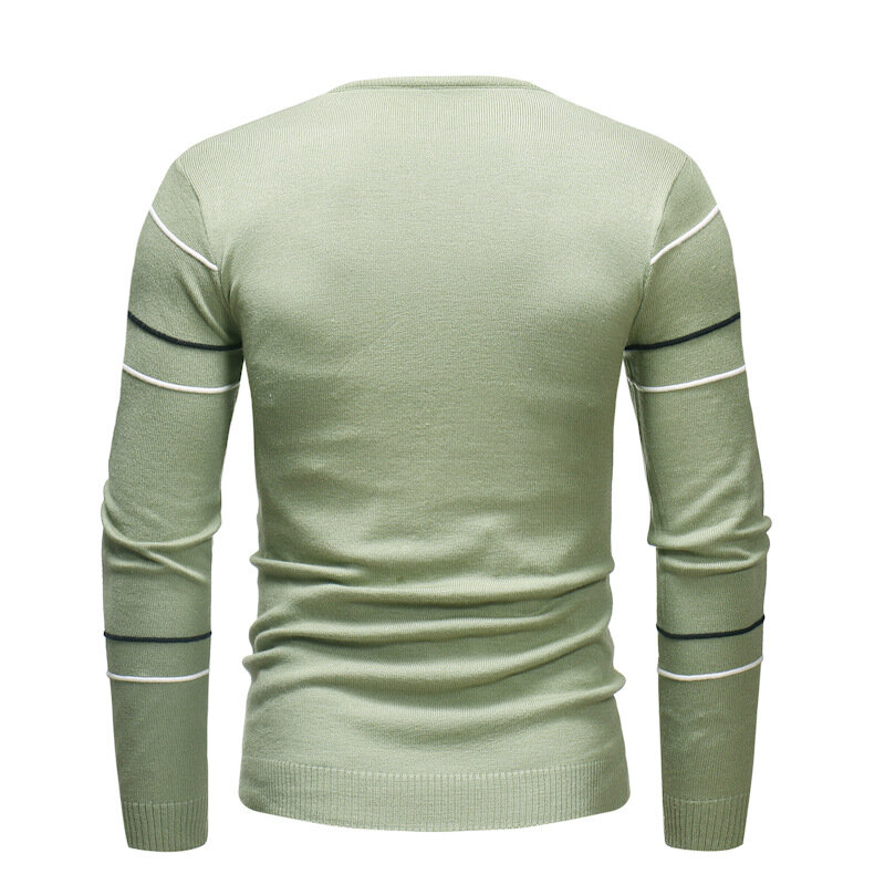 Мужской плотный пуловер, однотонный теплый свитер с круглым вырезом и длинным рукавом, приталенный, зима 2021