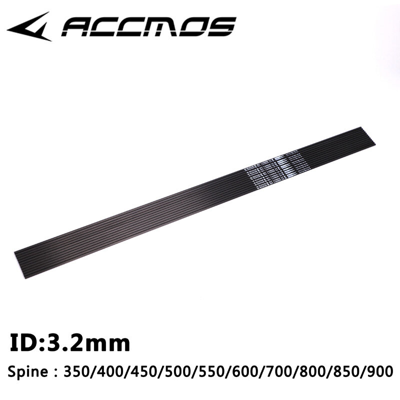 6/12pcs ID 3.2 Pure Carbon Carbon Arrow Shaft Spine 350 400 500 600 700 800 900 Archery for Recurve Bow Shooting