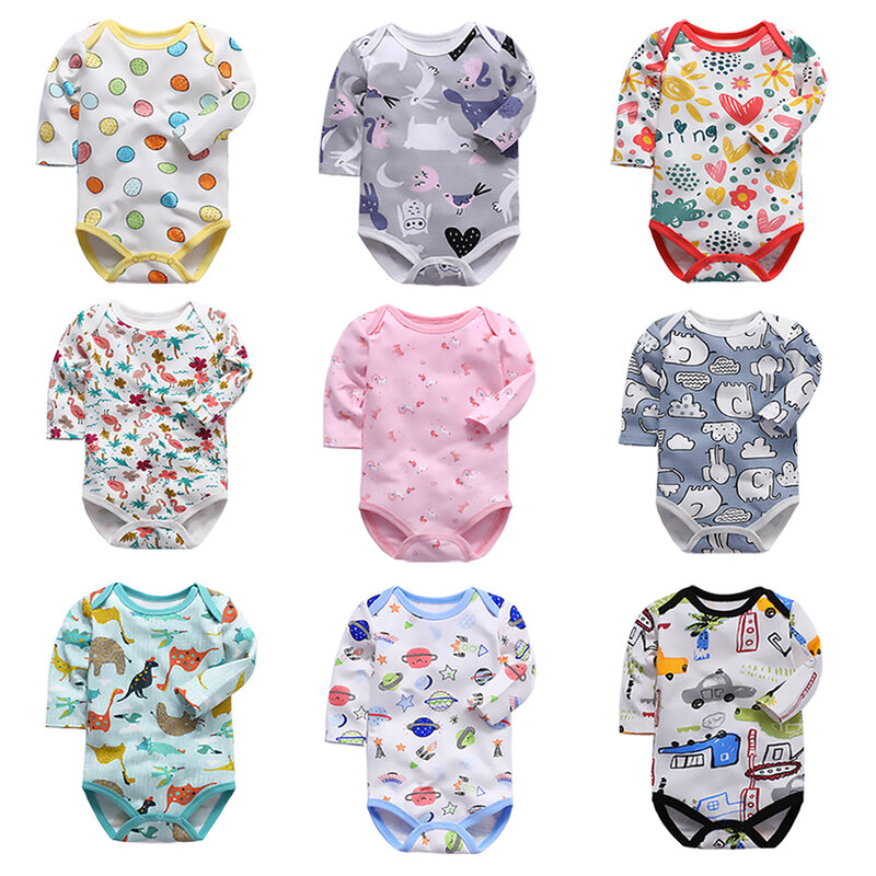 Combinaison de batterie pour nouveau-né, vêtements pour bébés, manches longues, coton imprimé, vêtements pour bébés, 0-24 mois, 1 pièce