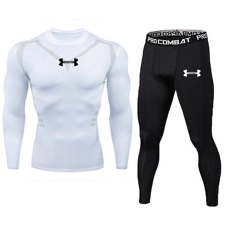 2020 mais novo conjunto de corrida dos homens secagem rápida marca compressão ternos esportivos calças justas magras roupas ginásio fitness conjuntos esportivas homme