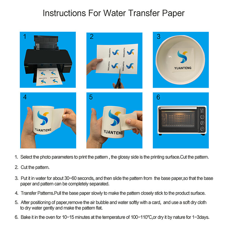 20pcs/tas) tidak Perlu Semprot Waterslide Decal Kertas Laser A4 Ukuran Warna Transparan Water Slide Decal Transfer Paper Untuk Lilin