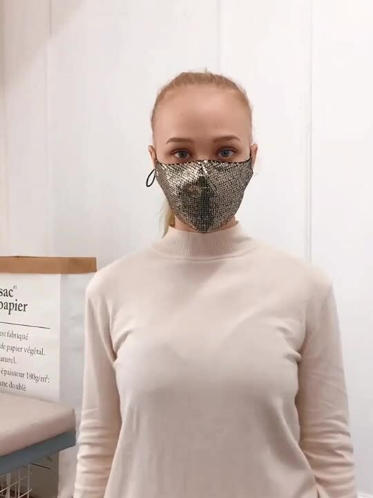 2 pc moda bling lantejoulas personalidade brilhante máscara de poeira de três camadas de algodão substituível filtro colorido máscara feminina
