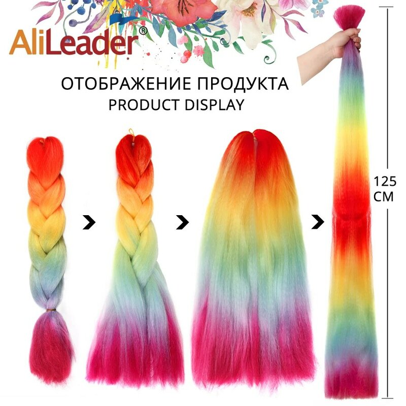 Qualität Billig Jumbo Box Zöpfe Synthetische Braid Haar Extensions 24 "Bunte Gefälschte Haar Für Zöpfe Regenbogen Afro Haar Zöpfe