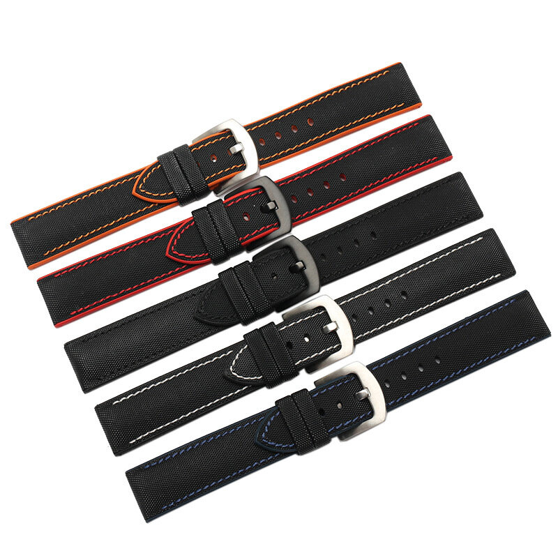 Ремешок нейлоновый силиконовый для наручных часов, водонепроницаемый силиконовый браслет для мужчин и женщин, 18 20 22 24 мм