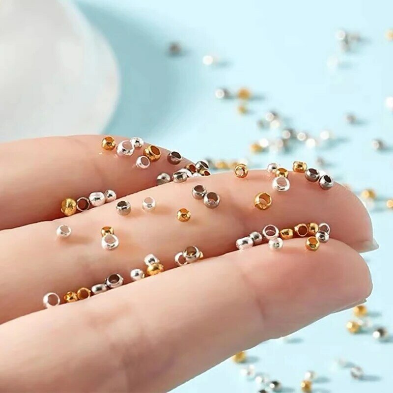 500 stücke Gold Silber Farbe Ball Crimps End Perlen 2-3mm Stopper Spacer Komponenten Perlen Für Schmuck Machen erkenntnisse DIY Zubehör