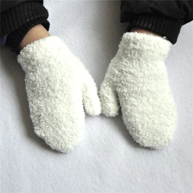 Ciepły plusz gruby ciepły rękawiczki dziecięce zimowe oraz aksamitne rękawiczki dziecięce dziecięce koralowe polarowe pełne rękawiczki dla 1-4Y dzieci rękawiczki