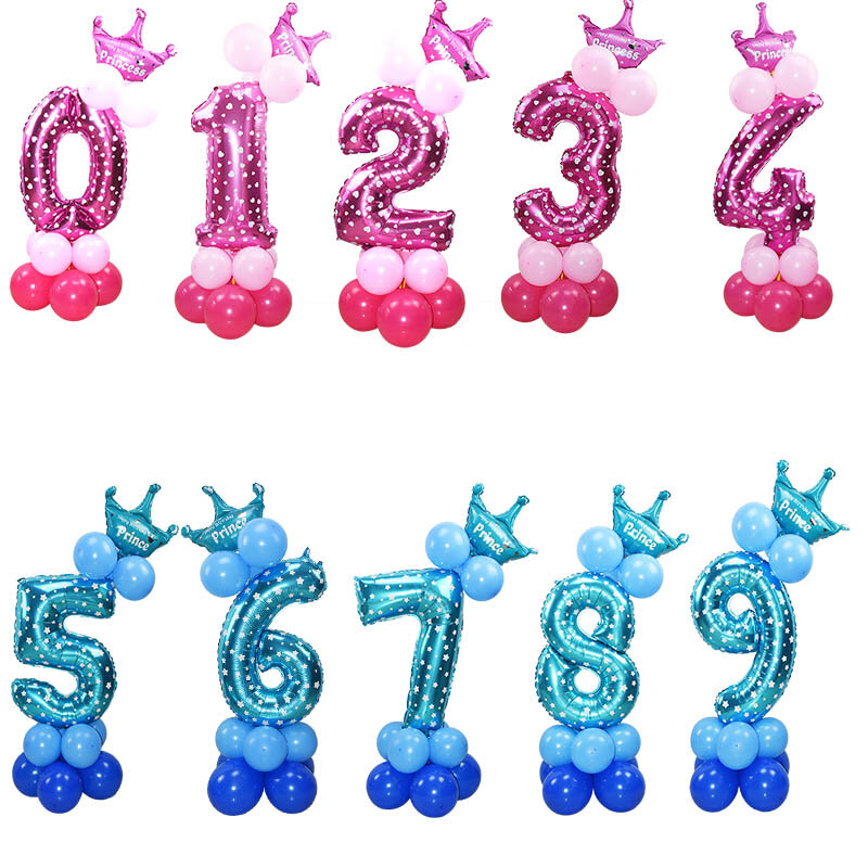 Фольгированные шары в виде короны в виде цифр, 32 дюйма, 1 комплект, 0-9, украшение для дня рождения, свадьбы, помолвки, детского дня рождения, ша...