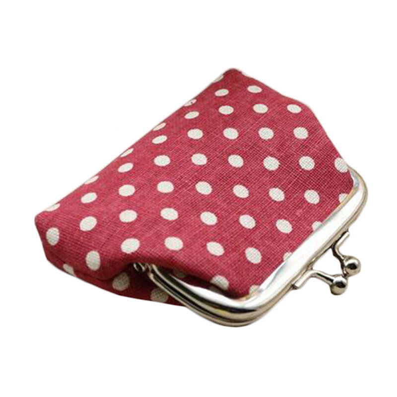 Carteira feminina retrô com estampa de bolinhas, bolsa pequena com fecho, bolsa clutch, mini carteira feminina, porta-moedas, porta-chaves
