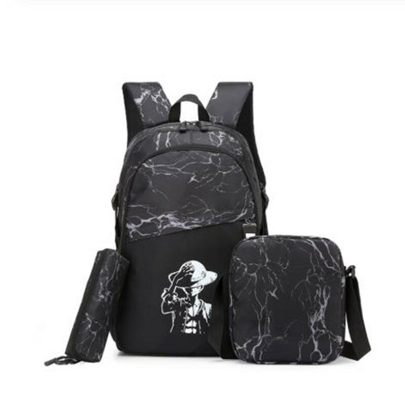 NEW Men's Nylon USB Charge Backpacks College Female School 3 set Backpack Large Bag Waterproof Travel Bag Sac A Dos pen bag