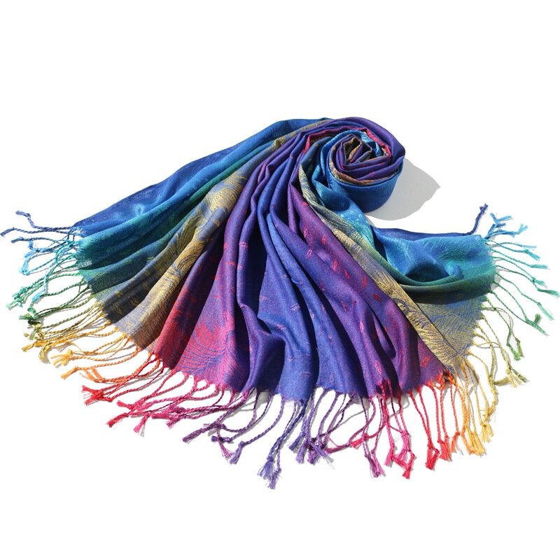 Fiori colorati Jacquard sciarpa di cotone invernale Lady Design Warm Wrap sciarpe di Pashmina scialle da donna boemia femminile Foulard Hijab