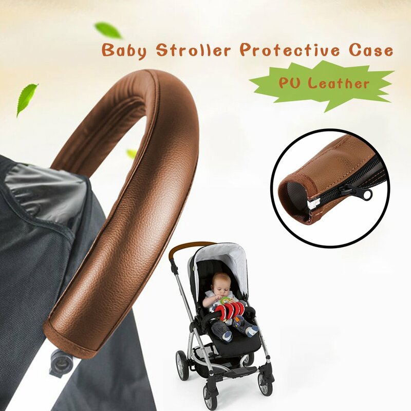 กระเป๋าเดินทางรถเข็นเด็กทารก Pram PU ป้องกันหนังอุปกรณ์เสริมพนักพิงสำหรับแขนครอบคลุมจับรถเข็นคุณภาพสูง