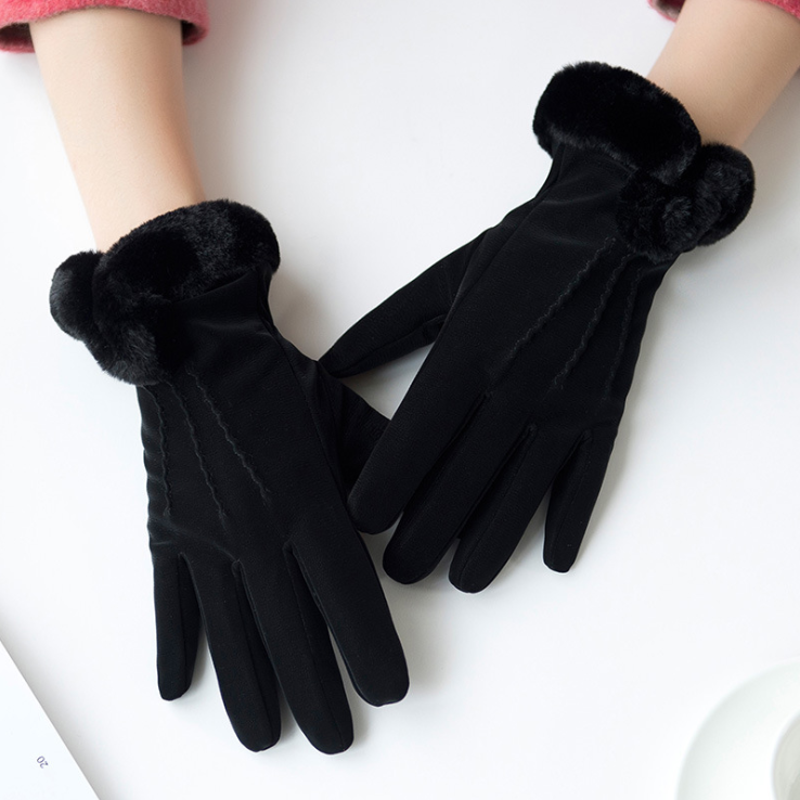 Damskie rękawiczki ekran dotykowy w jesień i zima z ciepły zamsz oddychania skóry