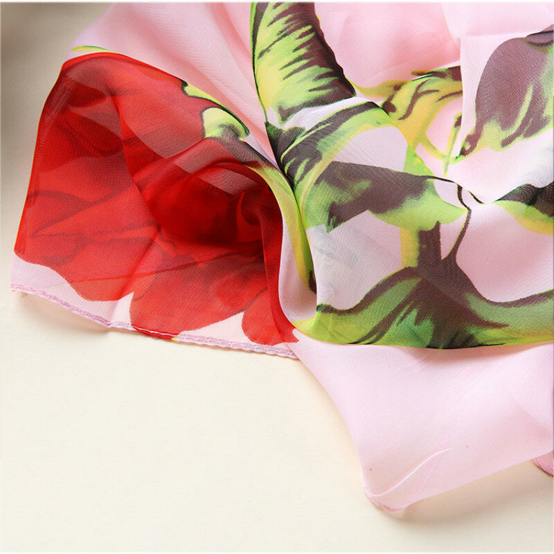 Injplanchers ves-Long châle rose en mousseline de soie pour femme, écharpe pour femme, enveloppes de plage, automne et hiver, printemps, nouveau