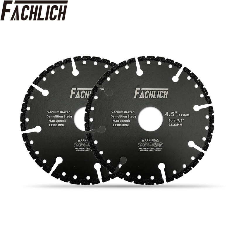 FACHLICH – disque de coupe en diamant, 4.5 pouces, pour les barres de scie en fonte, granit, pour démolition, 2 pièces