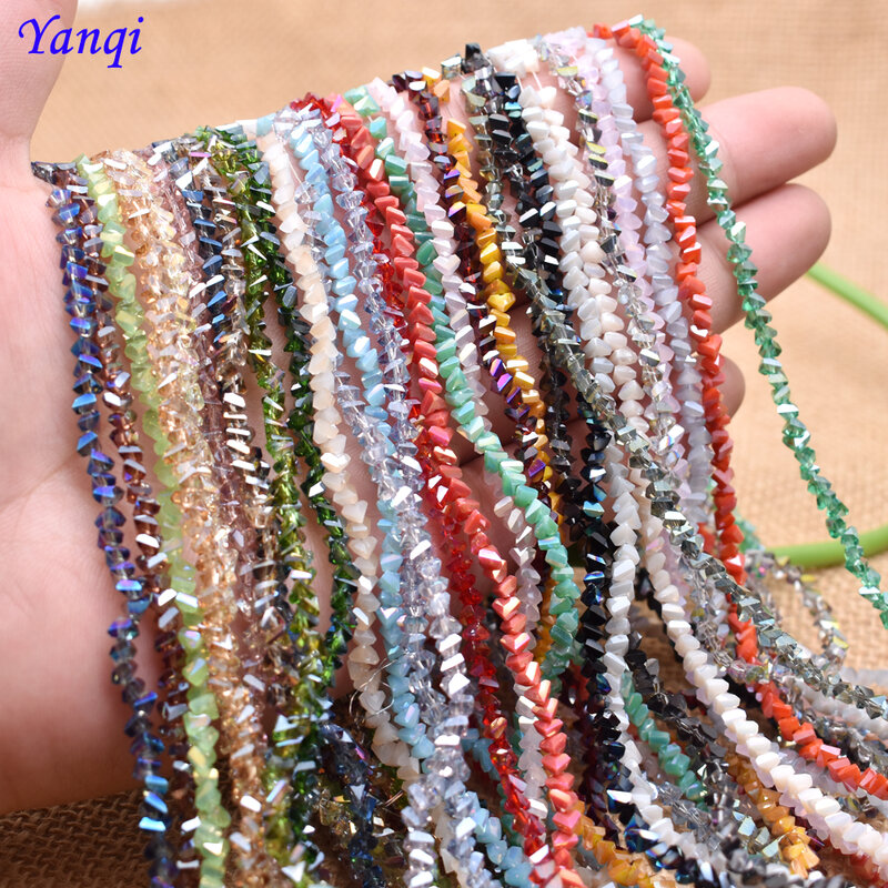 Yanqi 38 colore perline di cristallo triangolo di alta qualità 4mm 130 pezzi perline di cristallo allentate per gioielli che fanno collana di orecchini fai da te