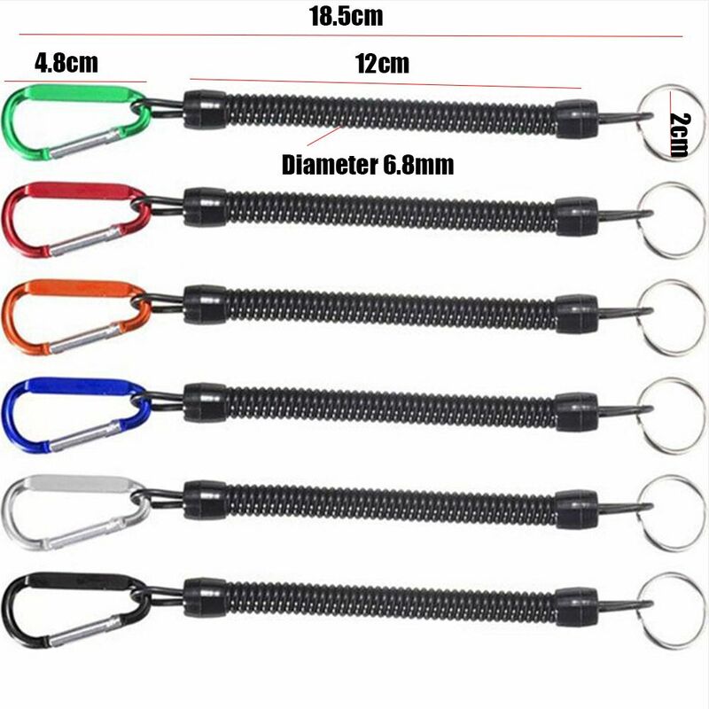 Tether Outdoor Hiking Camping Camping Carabiner Spring Elastic Rope Anti-lost Phone Keychain Portable Fishing Lanyards
