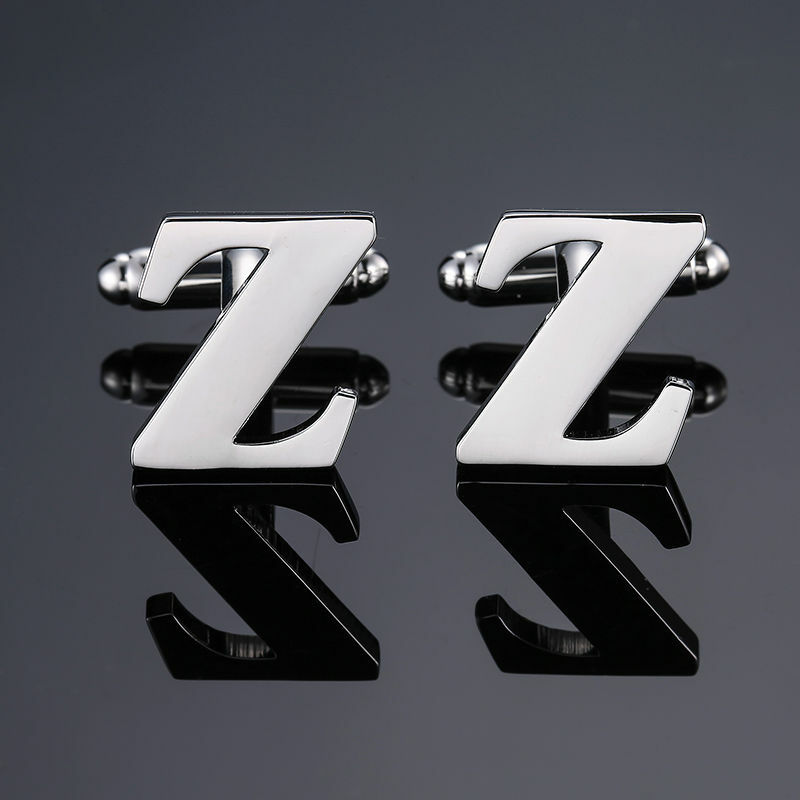 26 capital letters  brass silver letters fashion men's jewelry men's French shirt Cufflinks wholesale