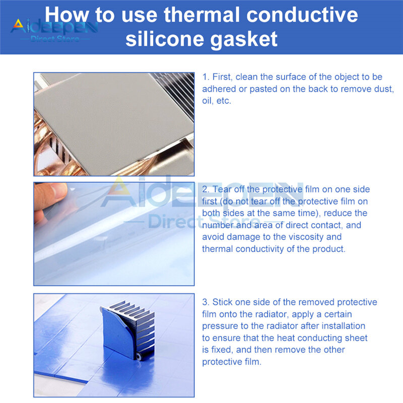 Almohadillas térmicas de silicona conductora de refrigeración, disipador térmico de CPU de alta calidad, conductividad térmica, 100x100x0,5/1/1, 5/2/3/4mm