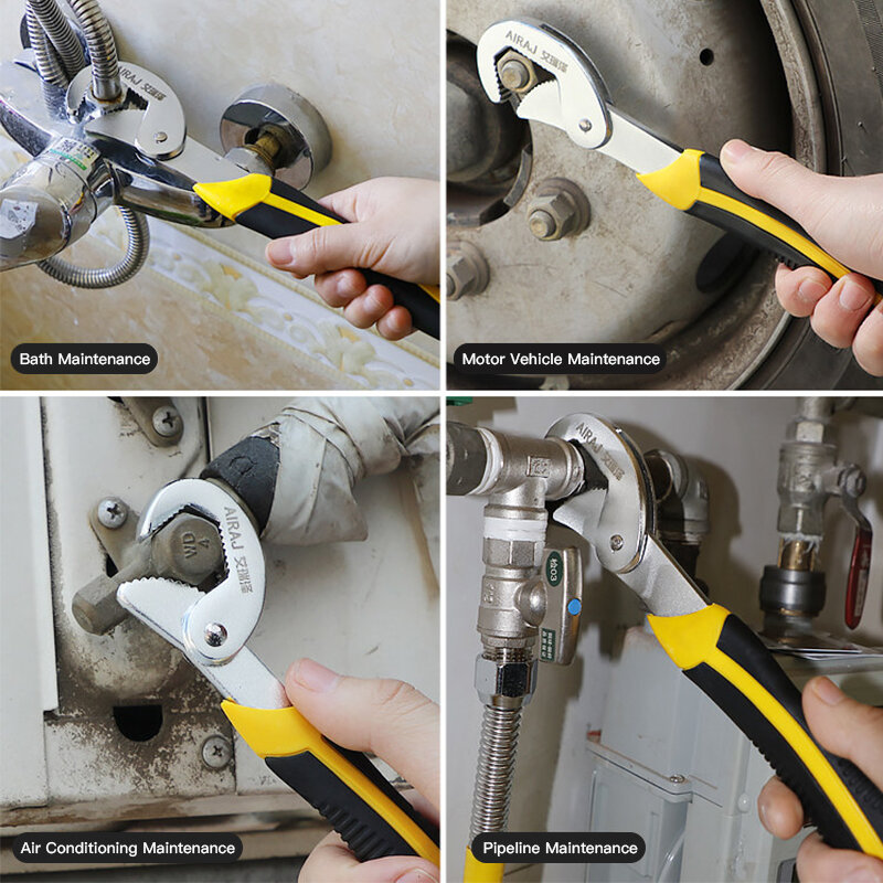 AIRAJ ulepszony wielofunkcyjny klucz do rur otwieranie regulowane uniwersalne narzędzie do naprawy ciężkich narzędzi domowych