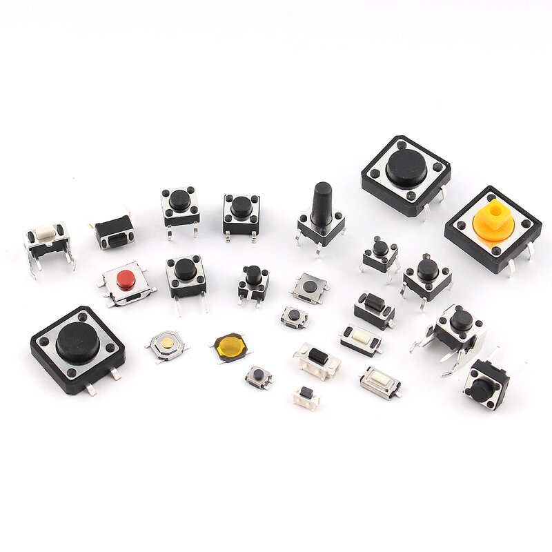 各種マイクロプッシュボタン、タクトスイッチ、リセットミニリーフスイッチ、smdディップ、2x4、3x6、4x4、6x6、diy電子キット、125個
