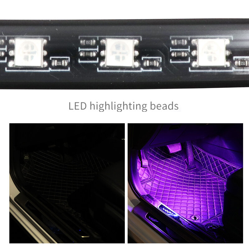 مصباح ضوء بمحيط مكان القدم في السيارة LED, مع تحكم في الموسيقى عن بعد USB لاسلكي أنماط متعددة أضواء زينة داخلية للسيارات