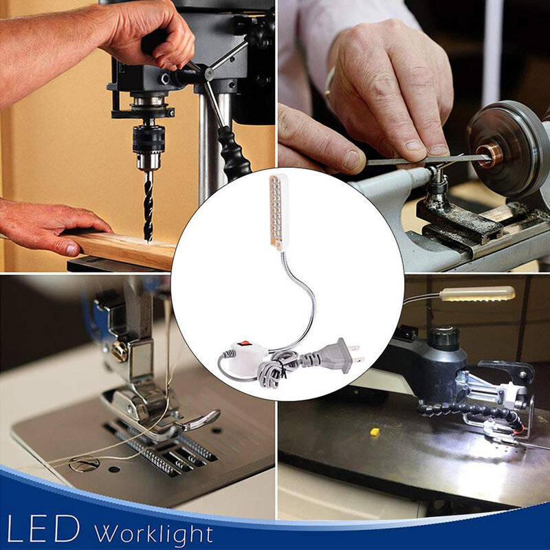 Machine à Coudre Industrielle avec Éclairage LED, Lampe de Travail Flexible Multifonctionnelle, Lumière Magnétique pour Perceuse et Tour de Presse