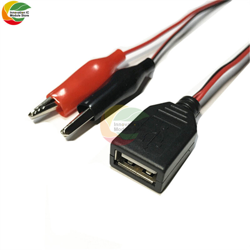 USBから赤と黒のクリップ電源テストラインDIY小型クロコダイルテストクリップからUSBアダプター (女性) 電力コード長58cm