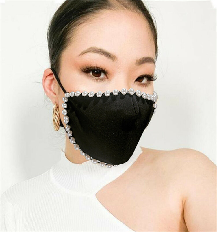 Многоразовая маска для лица с металлической цепочкой-моющаяся, дышащая и стильная декоративная маска для лица с ювелирным акцентом