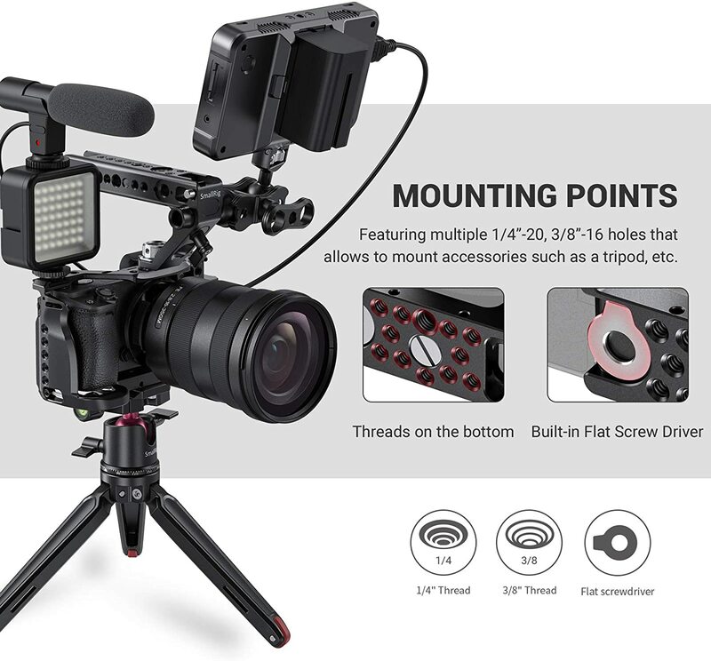 Jaula de cámara SmallRig A6600 para Sony A6600 con montaje en Zapata fría 1/4 orificios de rosca para micrófono luz Flash opciones de bricolaje 2493