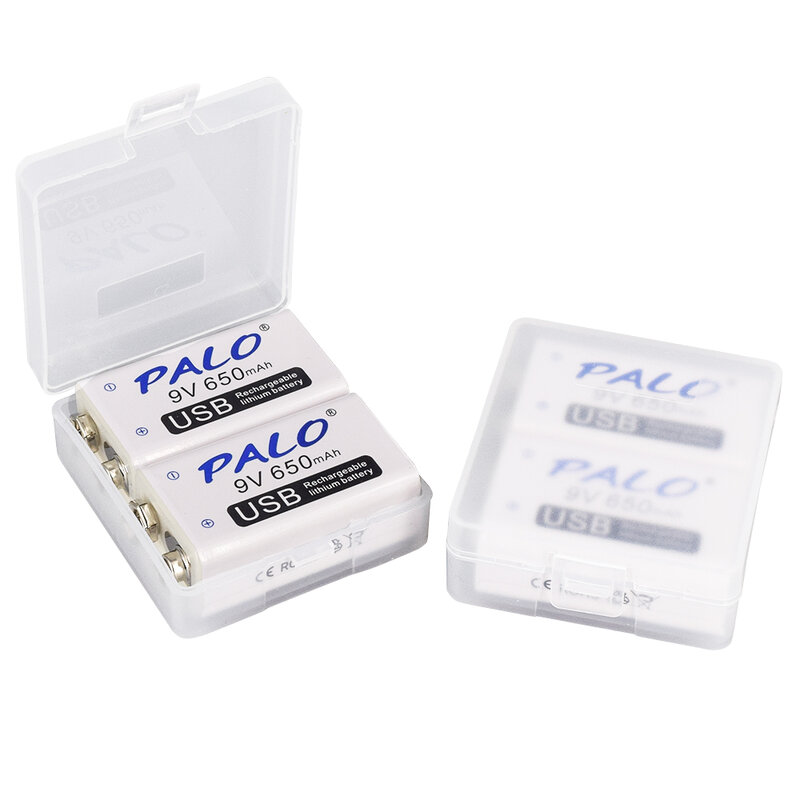 PALO-Bateria Recarregável Micro USB 9V Li-ion, Baterias de Lítio para Multímetro, Microfone, Brinquedo, Controle Remoto, KTV, 650mAh, 6F22