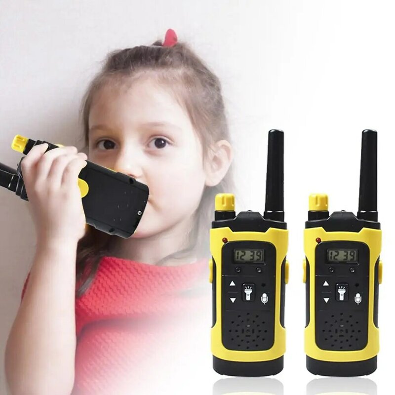 2pcs inteligente walkie talkies com display lcd lanterna som claro à prova dparent água interação pai-filho fingir brinquedo