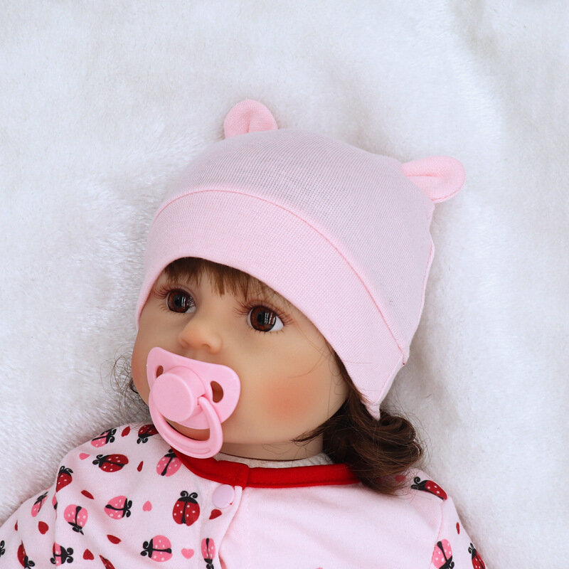Осень-зима, унисекс, однослойная хлопковая шапка с медвежоньими ушками для новорожденных, детские шапки, реквизит для фотосессии 0-3 месяцев
