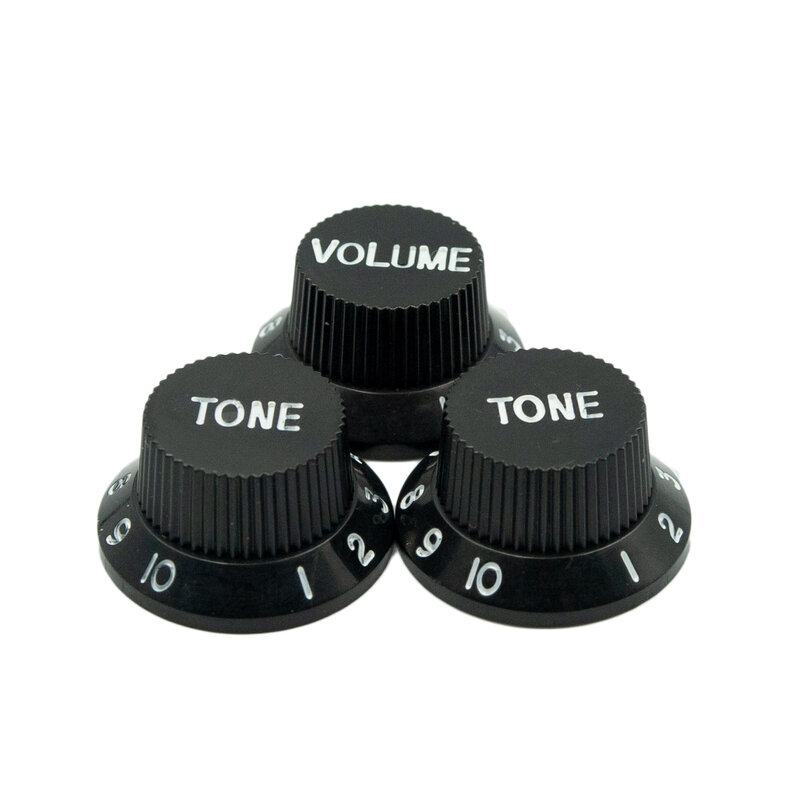 LOMMI 2Tone & 1Volume Knob Set Guitar Pot Buttons Cap Guitar Knob Black Strat Speed Control Knob For Electric Guitar Accessories