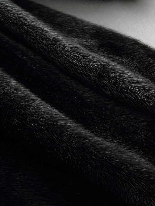 Lautaro-Casaco de pele de vison falso para mulheres, manga comprida, grosso e quente, casaco peludo fofo, preto, elegante e luxuoso, 6XL, 7XL, inverno