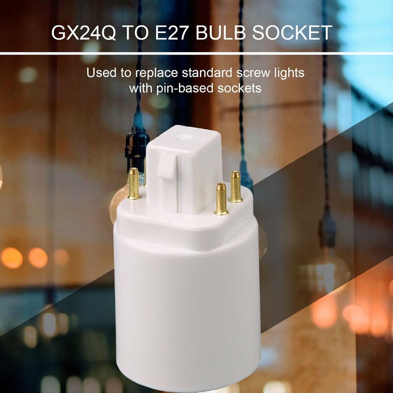 Adaptador de lámpara de luz LED GX24Q a E27, soporte de bombilla, convertidor de enchufe, 4 pines, extensor de lámpara con Base de tornillo, 100% nuevo