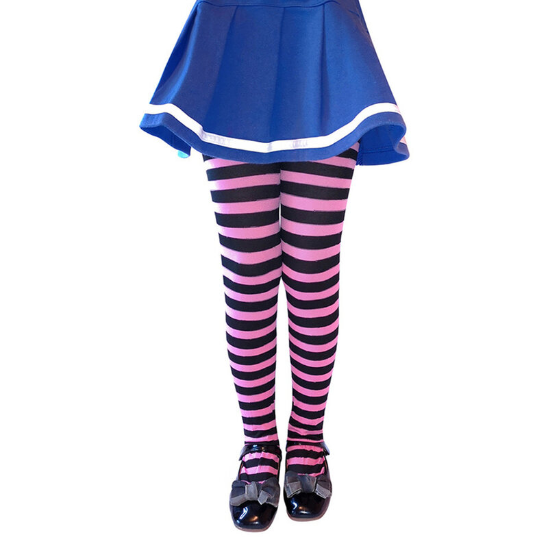 5-8years для девочек чулки «Хэллоуин» в полоску Цвет смешанный стрейч плотные брюки полосатые колготки для маленьких девочек вечерние Косплэй ...