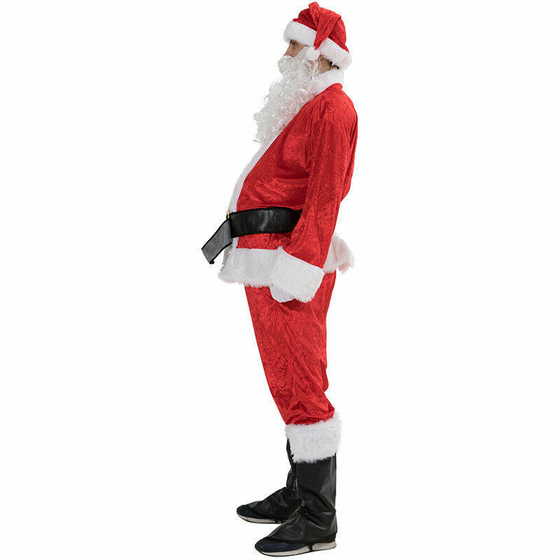 크리스마스 산타 클로스 의상 코스프레 산타 클로스 옷 멋진 드레스 크리스마스 남자 5 개/몫 의상 정장 성인을위한 뜨거운