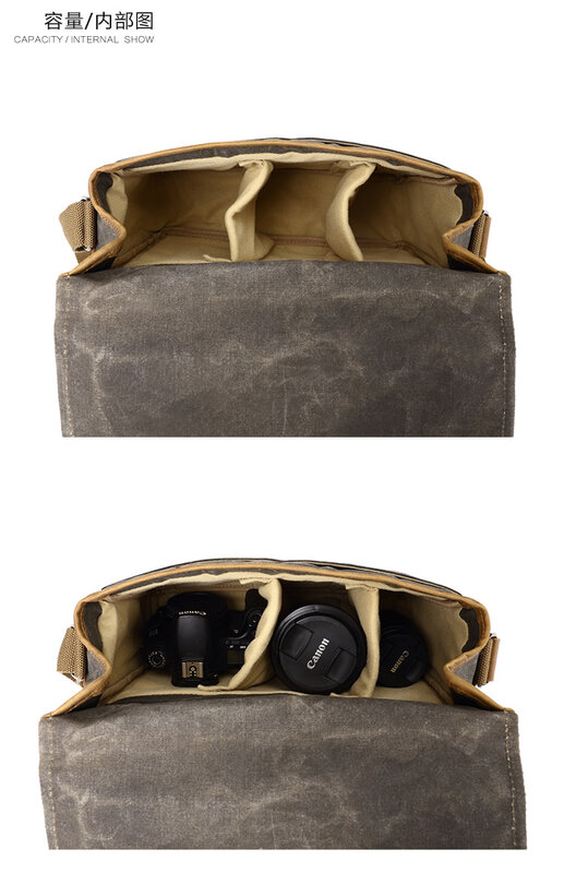 Outdoor Camera Bag Digital SLR Professional Waterproof Oil Wax Canvas Camera Micro Shoulder Bag