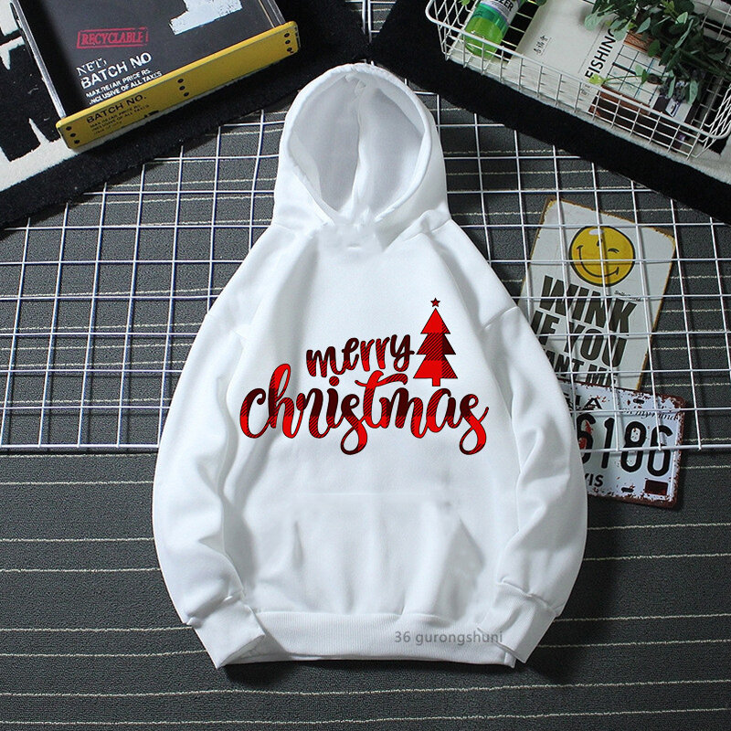 Sudadera con capucha para niño y niña, con estampado gráfico de árbol de Navidad y letras, abrigo de Hiphop, tops de moda, novedad de diseño