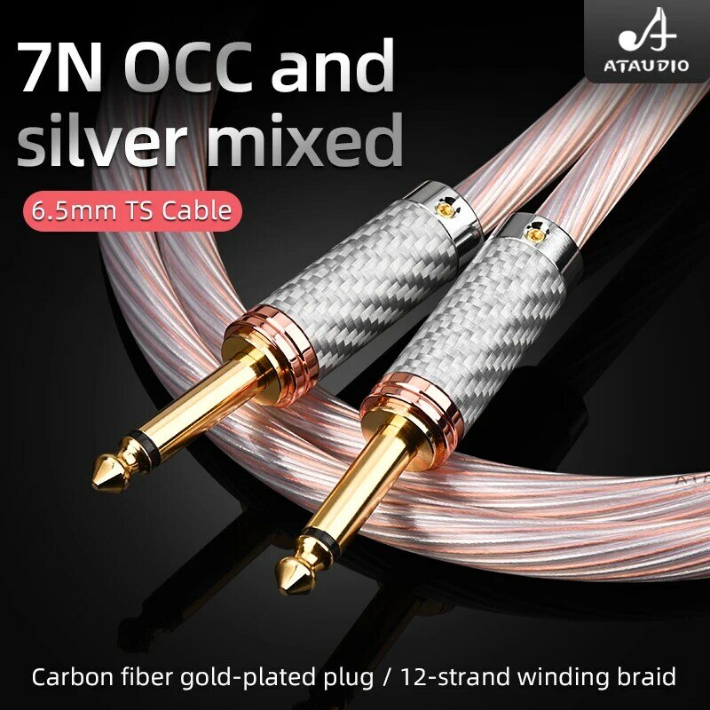 Cable de audio HIFI 6,5 de cobre y plata mezclado, cable de micrófono TS de 6,5mm, reducción de ruido, cable de guitarra de órgano electrónico